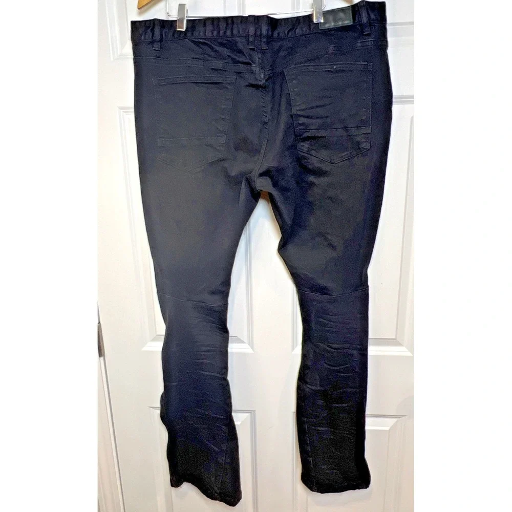 Smoke Rise Moto Biker Jeans Black Slash Zip Denim Men's 44x35 Stretch Streetwear